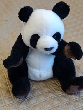 Cascade Plush Puppet Panda Stuffed Animal - Black & White with Brown Paws